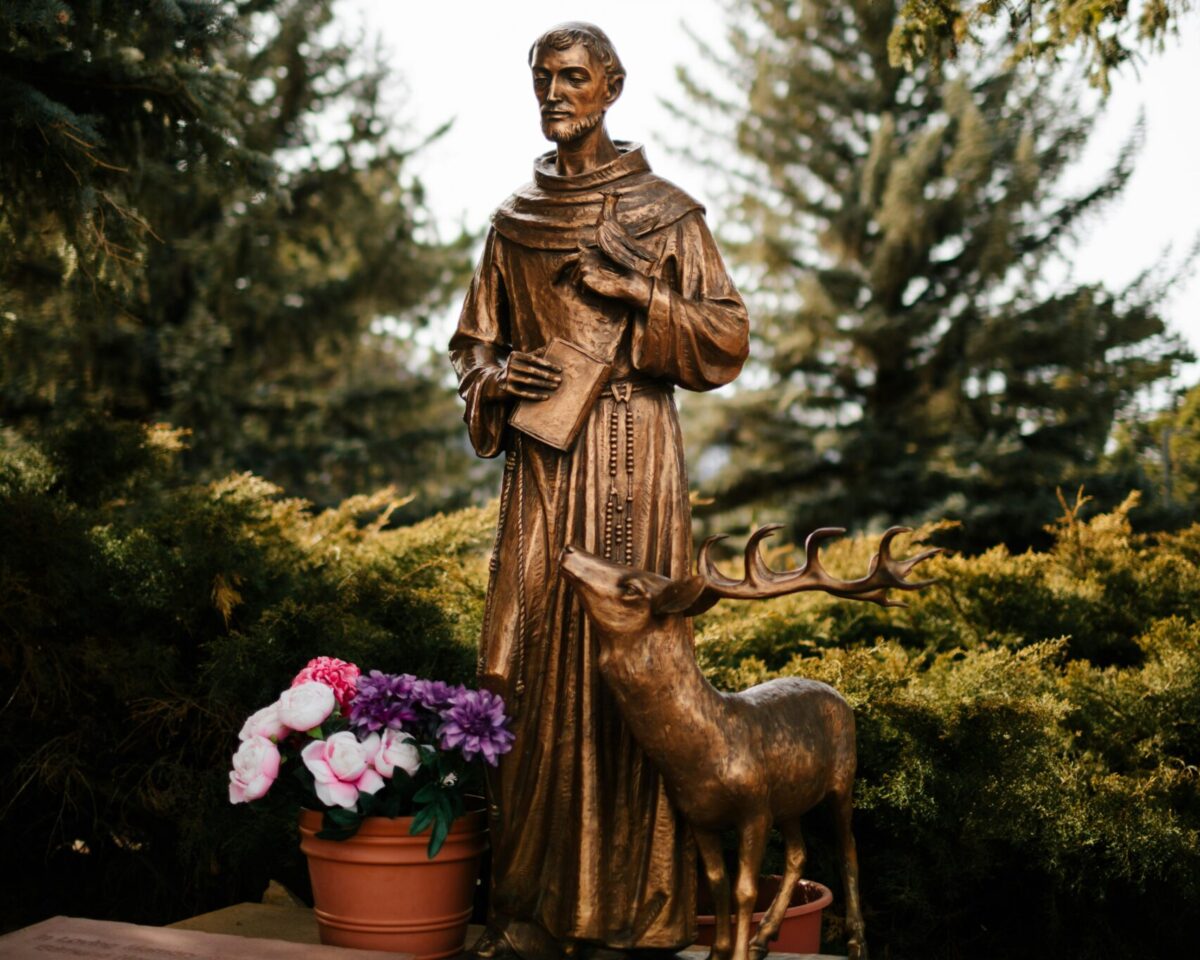 statue of St. Francis with animal.